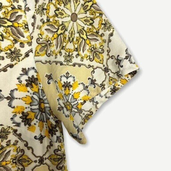 Lulus Yellow Dandy Lion Print Shift Dress Size Small Sheath‎ Medallion Zipper - Picture 9 of 11